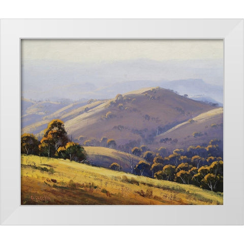 Megalong Valley Hill Scape White Modern Wood Framed Art Print by Gercken, Graham