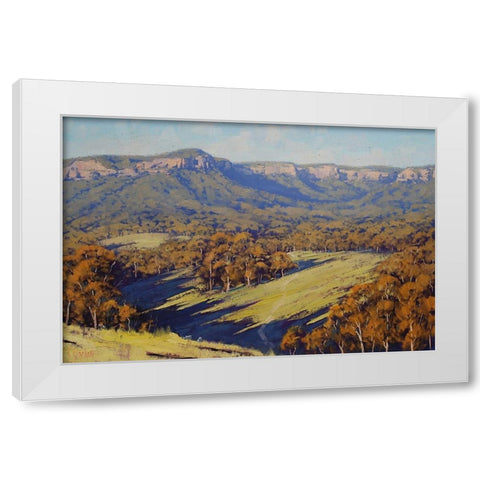 Megalong Valley  White Modern Wood Framed Art Print by Gercken, Graham
