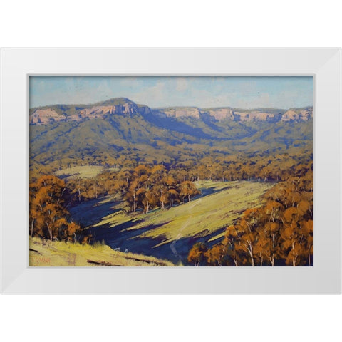 Megalong Valley  White Modern Wood Framed Art Print by Gercken, Graham