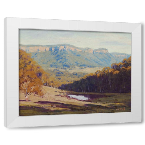 Megalong Valley Dam White Modern Wood Framed Art Print by Gercken, Graham