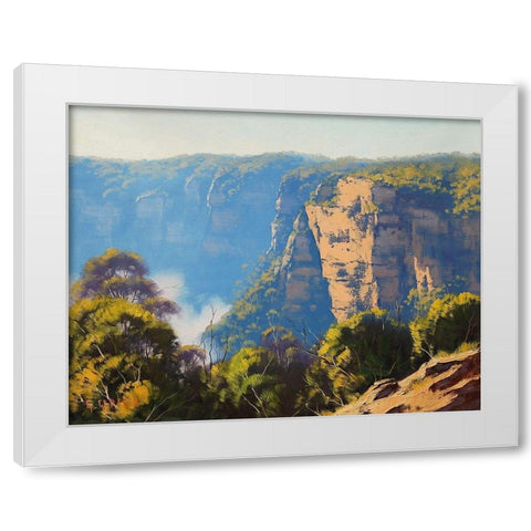 Katomba Clifs Australia White Modern Wood Framed Art Print by Gercken, Graham