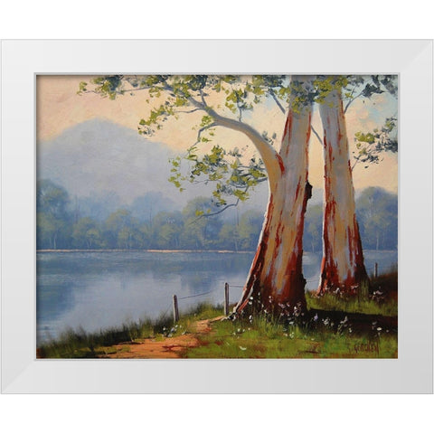 Lake Trees White Modern Wood Framed Art Print by Gercken, Graham