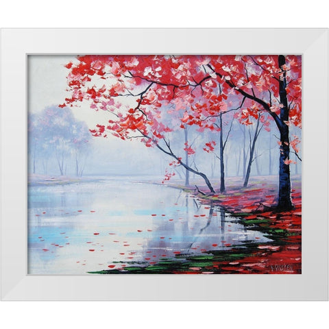 Lake Side Trees White Modern Wood Framed Art Print by Gercken, Graham