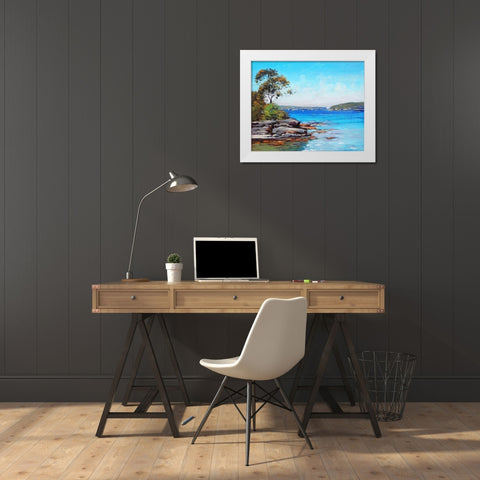 Sydney Harbour Beach White Modern Wood Framed Art Print by Gercken, Graham