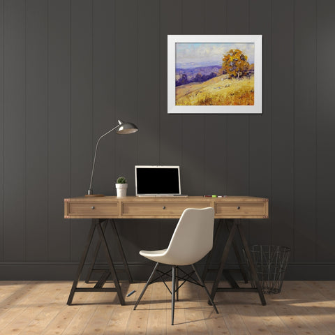 Sheep Grazing Australia White Modern Wood Framed Art Print by Gercken, Graham