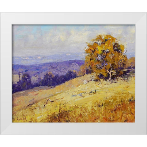 Sheep Grazing Australia White Modern Wood Framed Art Print by Gercken, Graham