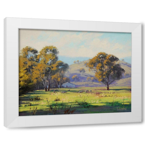 Sheep Farm White Modern Wood Framed Art Print by Gercken, Graham