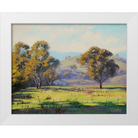Sheep Farm White Modern Wood Framed Art Print by Gercken, Graham