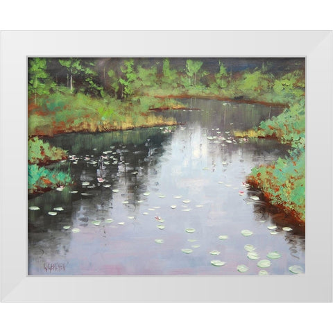 MÃ­sty Lilly Pond White Modern Wood Framed Art Print by Gercken, Graham