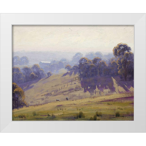 MÃ­sty Morning Corries Bridge White Modern Wood Framed Art Print by Gercken, Graham