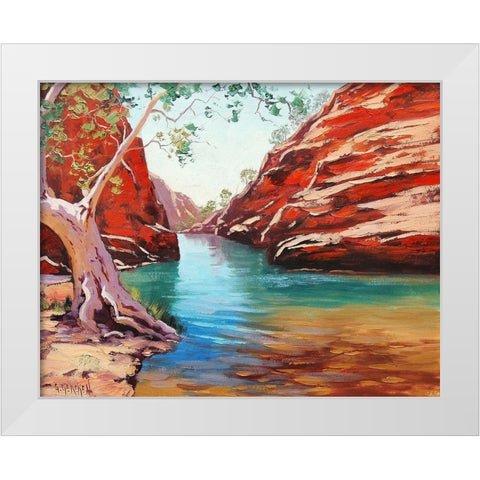 Outback Billabong White Modern Wood Framed Art Print by Gercken, Graham