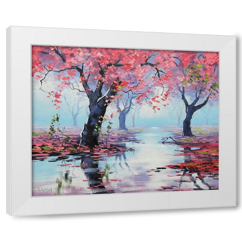 Pink Blossom Tree White Modern Wood Framed Art Print by Gercken, Graham