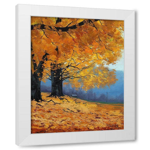 Autumn Leaves Painting White Modern Wood Framed Art Print by Gercken, Graham