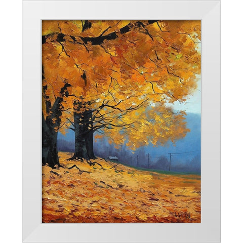 Autumn Leaves Painting White Modern Wood Framed Art Print by Gercken, Graham