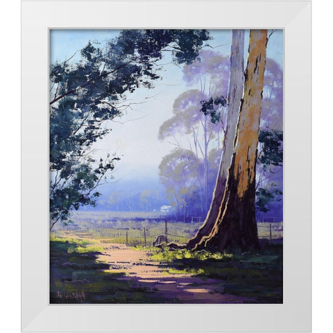 Kangaroo and Gum Tree White Modern Wood Framed Art Print by Gercken, Graham