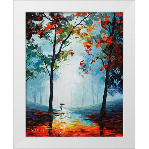 MÃ­sty Fall Colours White Modern Wood Framed Art Print by Gercken, Graham