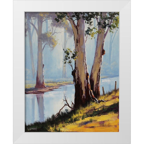 River Gum Trees White Modern Wood Framed Art Print by Gercken, Graham