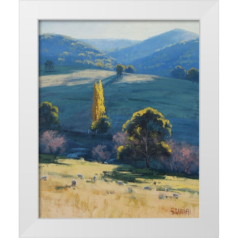 Tarama Sheep Farm Australia White Modern Wood Framed Art Print by Gercken, Graham