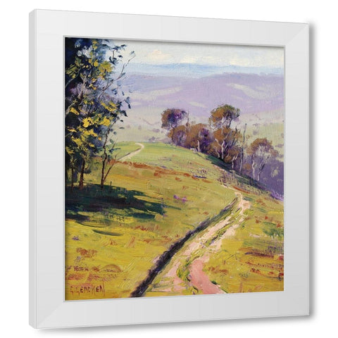 Track Across The Hills Kanimbla White Modern Wood Framed Art Print by Gercken, Graham