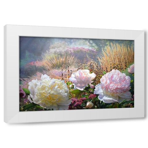 Three Peonies White Modern Wood Framed Art Print by Kopania, Zbigniew