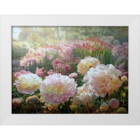 Afternoon in the Garden White Modern Wood Framed Art Print by Kopania, Zbigniew