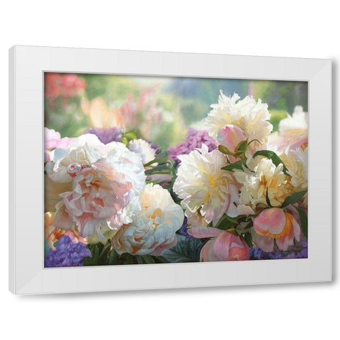 Peonies in the Morning White Modern Wood Framed Art Print by Kopania, Zbigniew