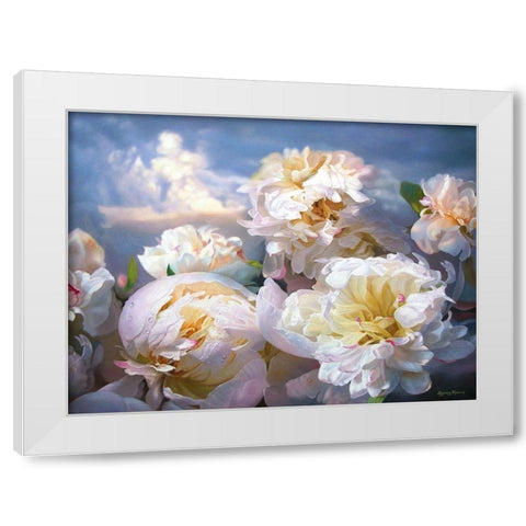 Luminous Peonies White Modern Wood Framed Art Print by Kopania, Zbigniew