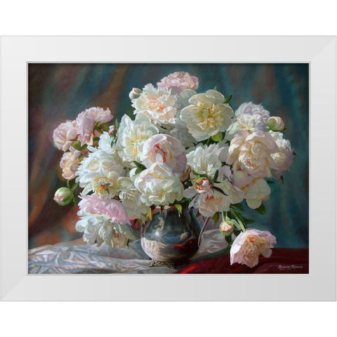 Lonely Peony White Modern Wood Framed Art Print by Kopania, Zbigniew