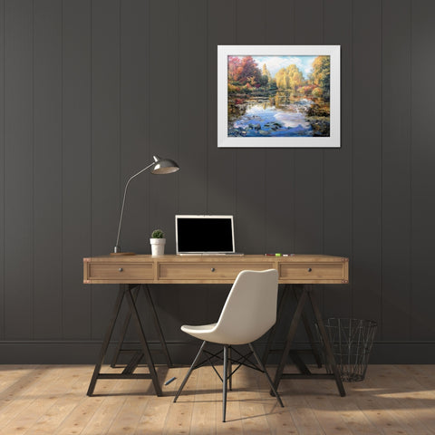 A Garden Monet Style II White Modern Wood Framed Art Print by Kopania, Zbigniew