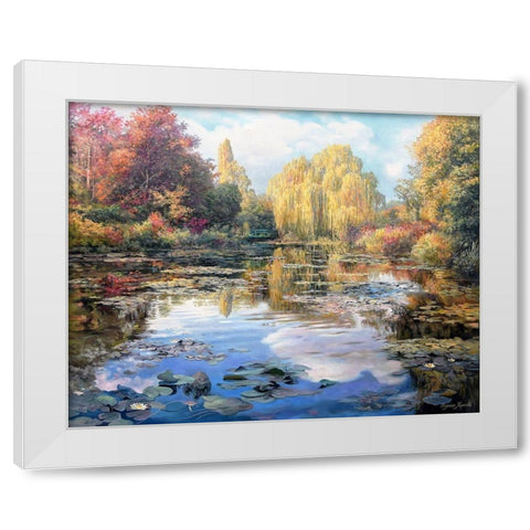 A Garden Monet Style II White Modern Wood Framed Art Print by Kopania, Zbigniew