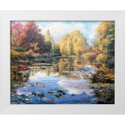 A Garden Monet Style II White Modern Wood Framed Art Print by Kopania, Zbigniew