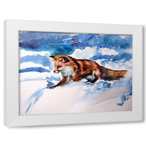 Red Fox in Snow White Modern Wood Framed Art Print by Kovacs, Anna Brigite