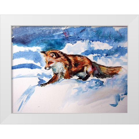 Red Fox in Snow White Modern Wood Framed Art Print by Kovacs, Anna Brigite