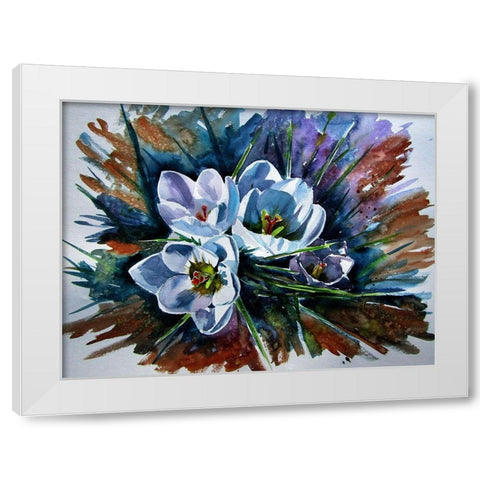 White Crocus White Modern Wood Framed Art Print by Kovacs, Anna Brigite