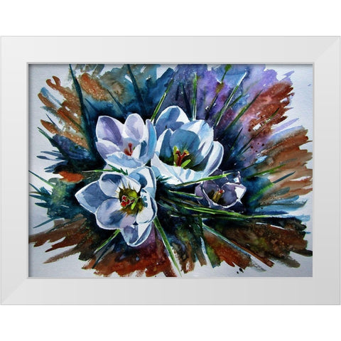 White Crocus White Modern Wood Framed Art Print by Kovacs, Anna Brigite