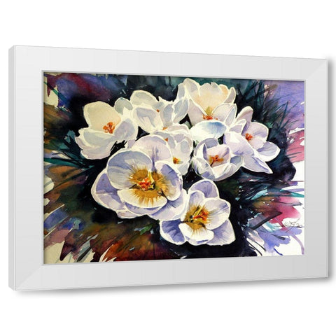 Crocus White Modern Wood Framed Art Print by Kovacs, Anna Brigite