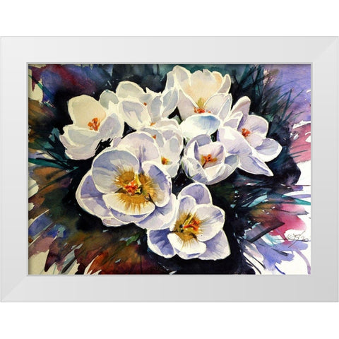 Crocus White Modern Wood Framed Art Print by Kovacs, Anna Brigite