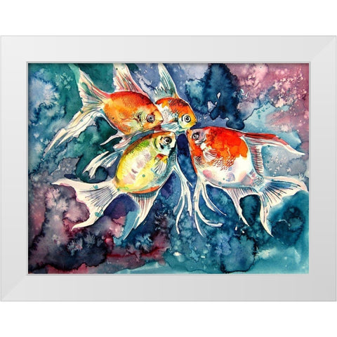 Colorful Fish White Modern Wood Framed Art Print by Kovacs, Anna Brigite