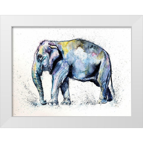 Elephant in Purple White Modern Wood Framed Art Print by Kovacs, Anna Brigite