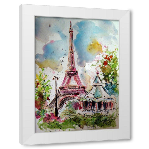 Eifell Tower White Modern Wood Framed Art Print by Kovacs, Anna Brigite