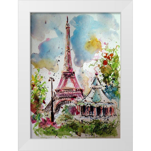 Eifell Tower White Modern Wood Framed Art Print by Kovacs, Anna Brigite