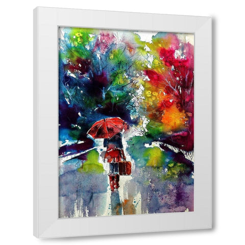 Walk Alone White Modern Wood Framed Art Print by Kovacs, Anna Brigite
