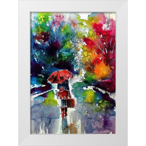 Walk Alone White Modern Wood Framed Art Print by Kovacs, Anna Brigite