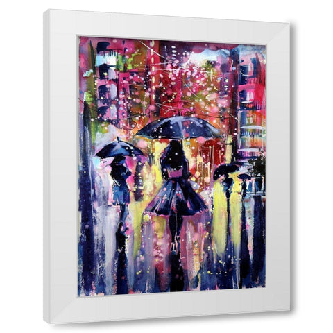 Snowfall in the Evening White Modern Wood Framed Art Print by Kovacs, Anna Brigite