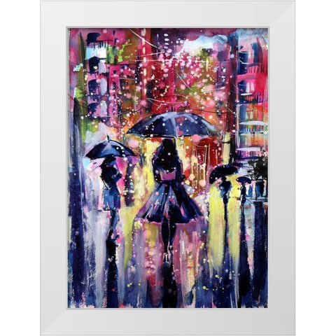 Snowfall in the Evening White Modern Wood Framed Art Print by Kovacs, Anna Brigite