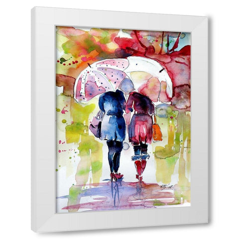 Speaking in the Rain II White Modern Wood Framed Art Print by Kovacs, Anna Brigite