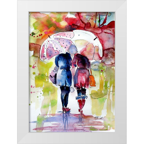 Speaking in the Rain II White Modern Wood Framed Art Print by Kovacs, Anna Brigite