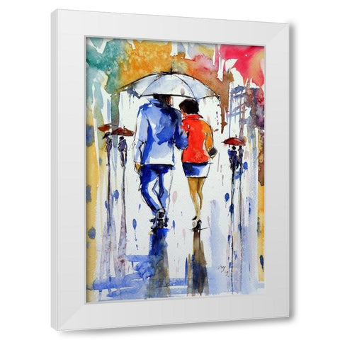 Walk in the Rain V White Modern Wood Framed Art Print by Kovacs, Anna Brigite