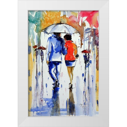 Walk in the Rain V White Modern Wood Framed Art Print by Kovacs, Anna Brigite