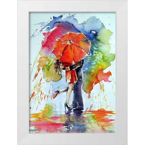 Raining and Love White Modern Wood Framed Art Print by Kovacs, Anna Brigite